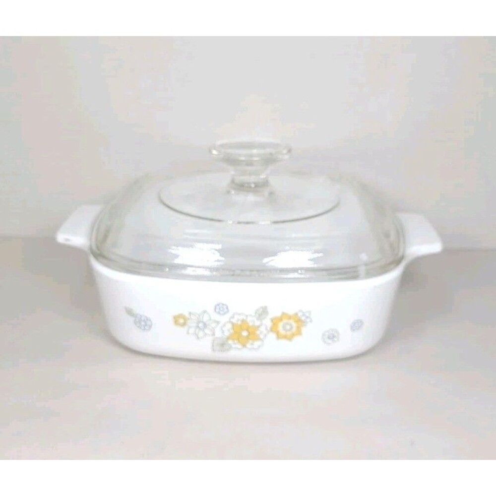 Vintage Corningware Casserole A-1-B Floral Bouquet 1qt W/lid Glass